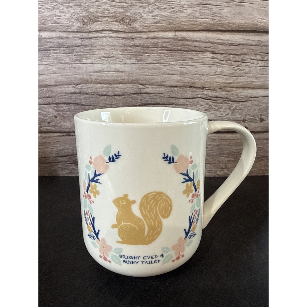 Threshold Bright Eyed & Bushy Tailed Squirrel Porcelain Coffee Mug Cup -Cutie!